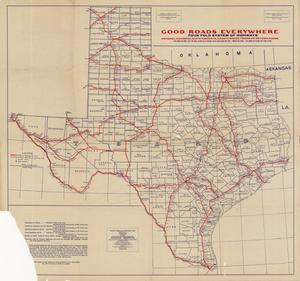 Primary view of object titled 'National Highways preliminary map of the state of Texas: showing sixty-two hundred miles of national highways proposed by the National Highways Association, Washington, D.C.'.