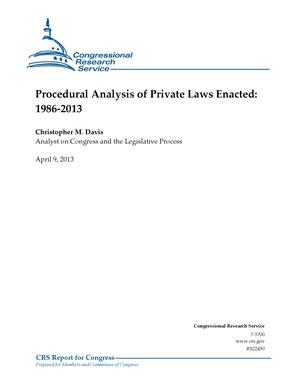 Primary view of object titled 'Procedural Analysis of Private Laws Enacted:1986-2013'.