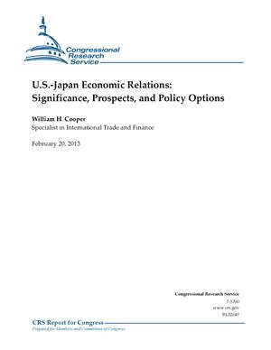 Primary view of object titled 'U.S.-Japan Economic Relations: Significance, Prospects, and Policy Options'.
