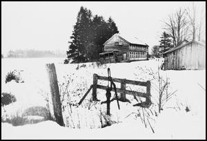 Primary view of object titled '[Water pump in a snowy field]'.