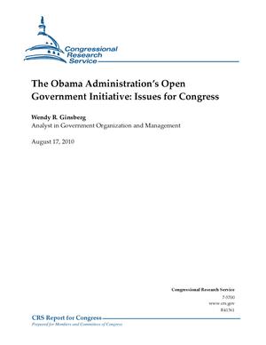 Primary view of object titled 'The Obama Administration's Open Government Initiative: Issues for Congress'.