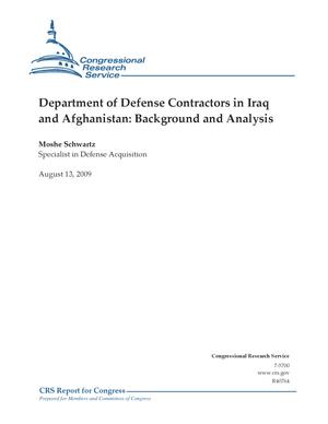 Primary view of object titled 'Department of Defense Contractors in Iraq and Afghanistan: Background and Analysis'.