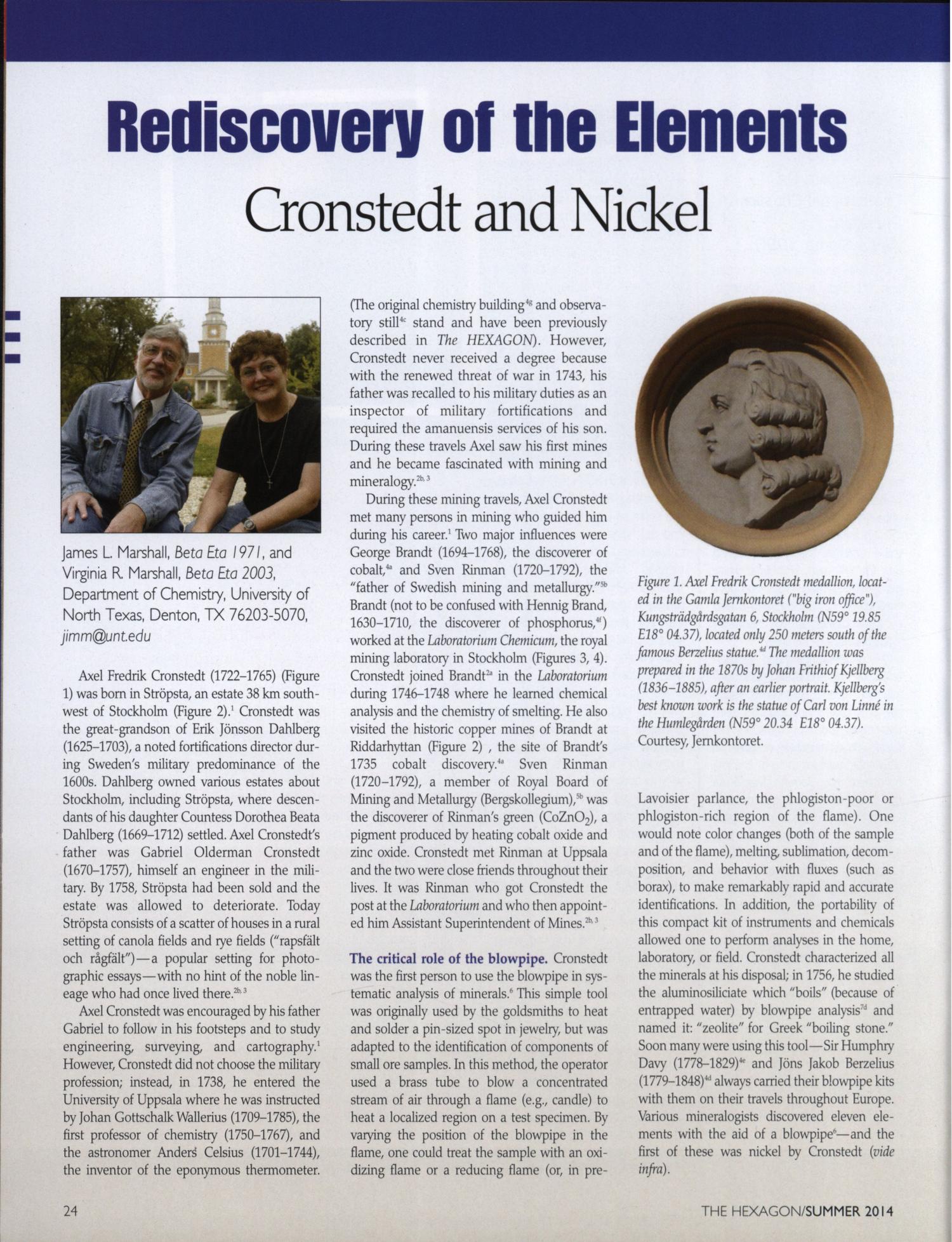 Rediscovery of the Elements: Cronstedt and Nickel
                                                
                                                    [Sequence #]: 1 of 6
                                                