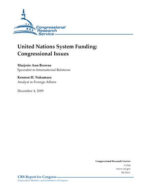 Primary view of object titled 'United Nations System Funding: Congressional Issues'.