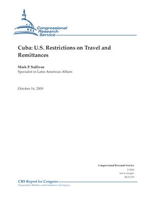 Primary view of object titled 'Cuba: U.S. Restrictions on Travel and Remittances'.