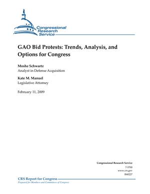 Primary view of object titled 'GAO Bid Protests: Trends, Analysis, and Options for Congress'.