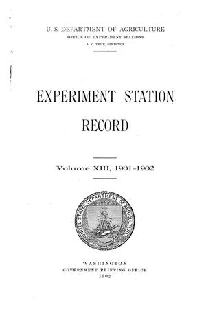 Primary view of object titled 'Experiment Station Record, Volume 13, 1901-1902'.