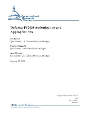 Primary view of object titled 'Defense: FY2008 Authorization and Appropriations'.