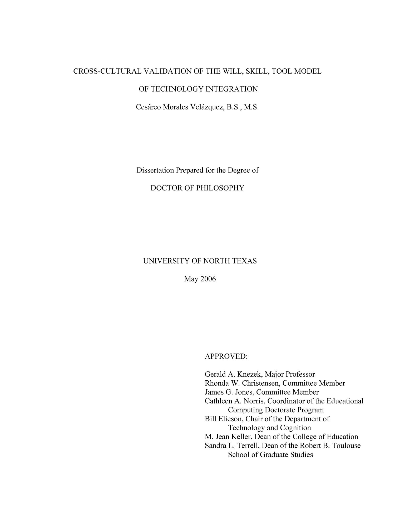 Cross-Cultural Validation of the Will, Skill, Tool Model of Technology Integration
                                                
                                                    Title Page
                                                