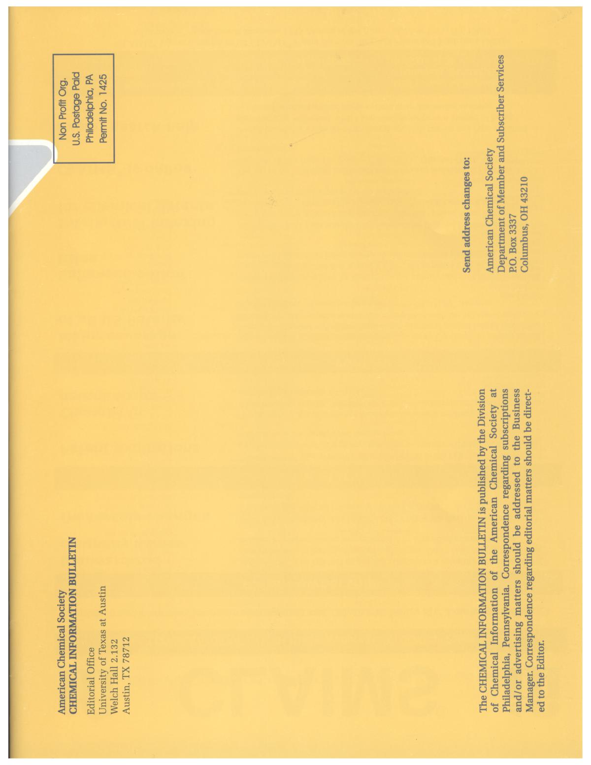 Chemical Information Bulletin, Volume 52, Number 1, Spring 2000
                                                
                                                    46
                                                