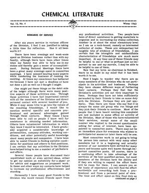 Primary view of object titled 'Chemical Literature, Volume 15, Number 4, Winter 1963'.
