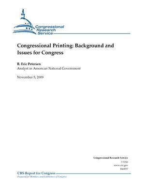 Primary view of object titled 'Congressional Printing: Background and Issues for Congress'.