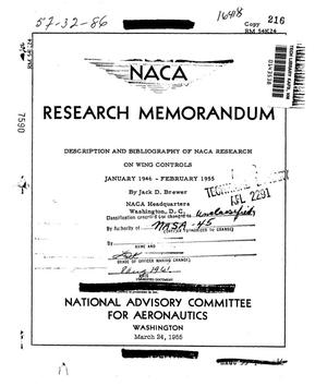 Primary view of object titled 'Description and bibliography of NACA research on wing controls: January 1946 - February 1955'.