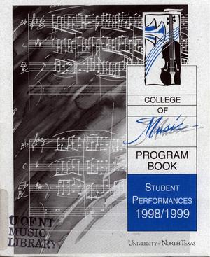 Primary view of object titled 'College of Music program book 1998-1999 Student Performances'.