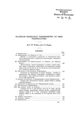 Primary view of object titled 'Platinum Resistance Thermometry at High Temperatures'.