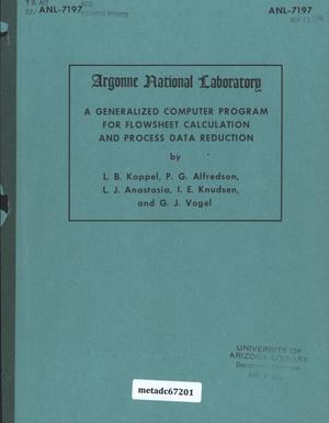 Primary view of object titled 'A Generalized Computer Program for Flowsheet Calculation and Process Data Reduction'.