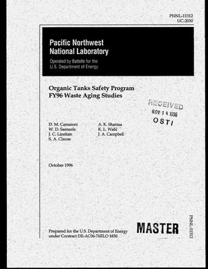 Primary view of object titled 'Organic tanks safety program FY96 waste aging studies'.