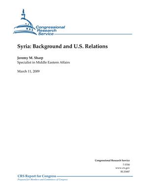 Primary view of object titled 'Syria: Background and U.S. Relations'.