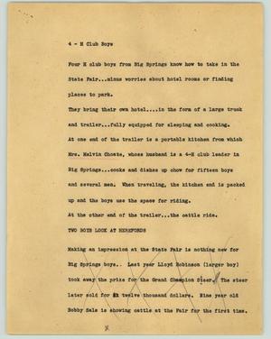 Primary view of object titled '[News Script: 4-H Club Boys]'.