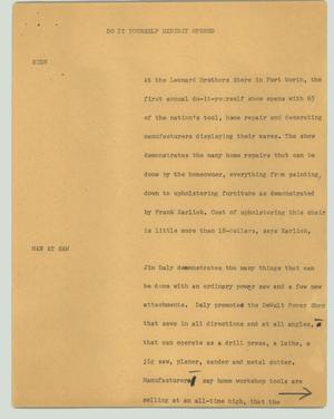 Primary view of object titled '[News Script: Do it yourself exhibit opened]'.