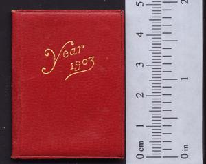 Primary view of object titled 'Petite calendar and stamp case 1903.'.