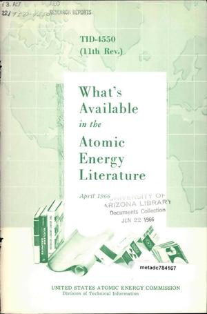 Primary view of object titled 'What's Available in the Atomic Energy Literature'.