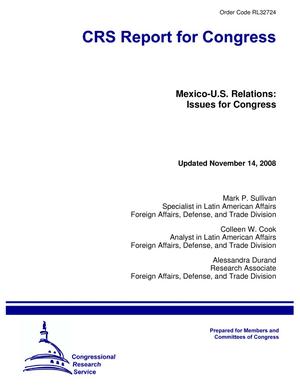 Primary view of object titled 'Mexico-U.S. Relations: Issues for Congress'.