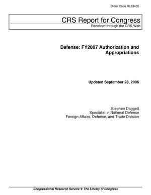 Primary view of object titled 'Defense: FY2007 Authorization and Appropriations'.