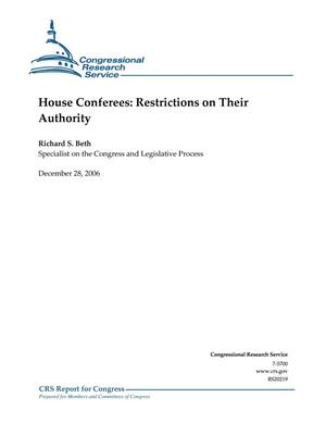 Primary view of object titled 'House Conferees: Restrictions on Their Authority'.