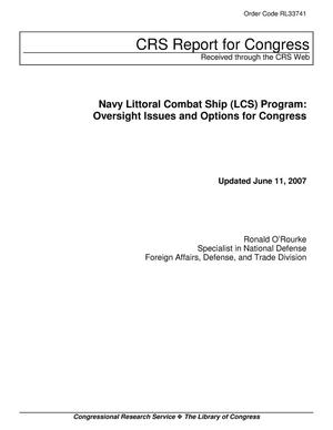 Primary view of object titled 'Navy Littoral Combat Ship (LCS) Program: Oversight Issues and Options for Congress'.