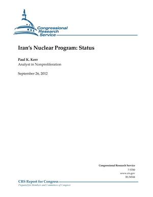 Primary view of object titled 'Iran’s Nuclear Program: Status'.