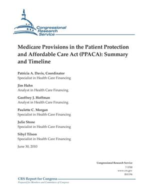 Primary view of object titled 'Medicare Provisions in the Patient Protection and Affordable Care Act (PPACA): Summary and Timeline'.