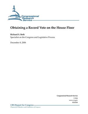 Primary view of object titled 'Obtaining a Record Vote on the House Floor'.