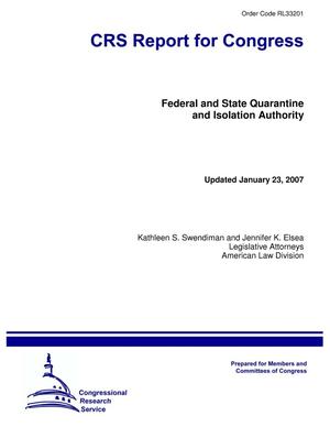 Primary view of object titled 'Federal and State Quarantine and Isolation Authority'.