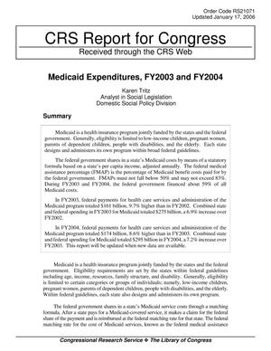 Primary view of object titled 'Medicaid Expenditures, FY2003 and FY2004'.