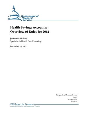 Primary view of object titled 'Health Savings Accounts: Overview of Rules for 2012'.