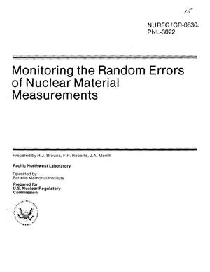 Primary view of object titled 'Monitoring the Random Errors of Nuclear Material Measurements'.