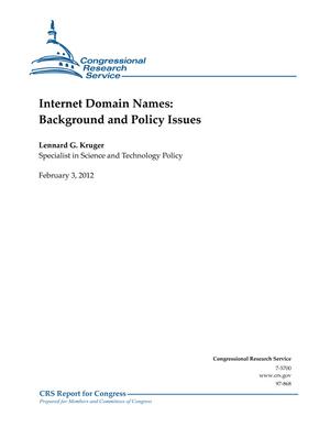 Primary view of object titled 'Internet Domain Names: Background and Policy Issues'.