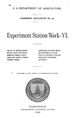Primary view of object titled 'Experiment Station Work, [Volume] 6'.