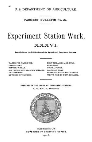 Primary view of object titled 'Experiment Station Work, [Volume] 36'.