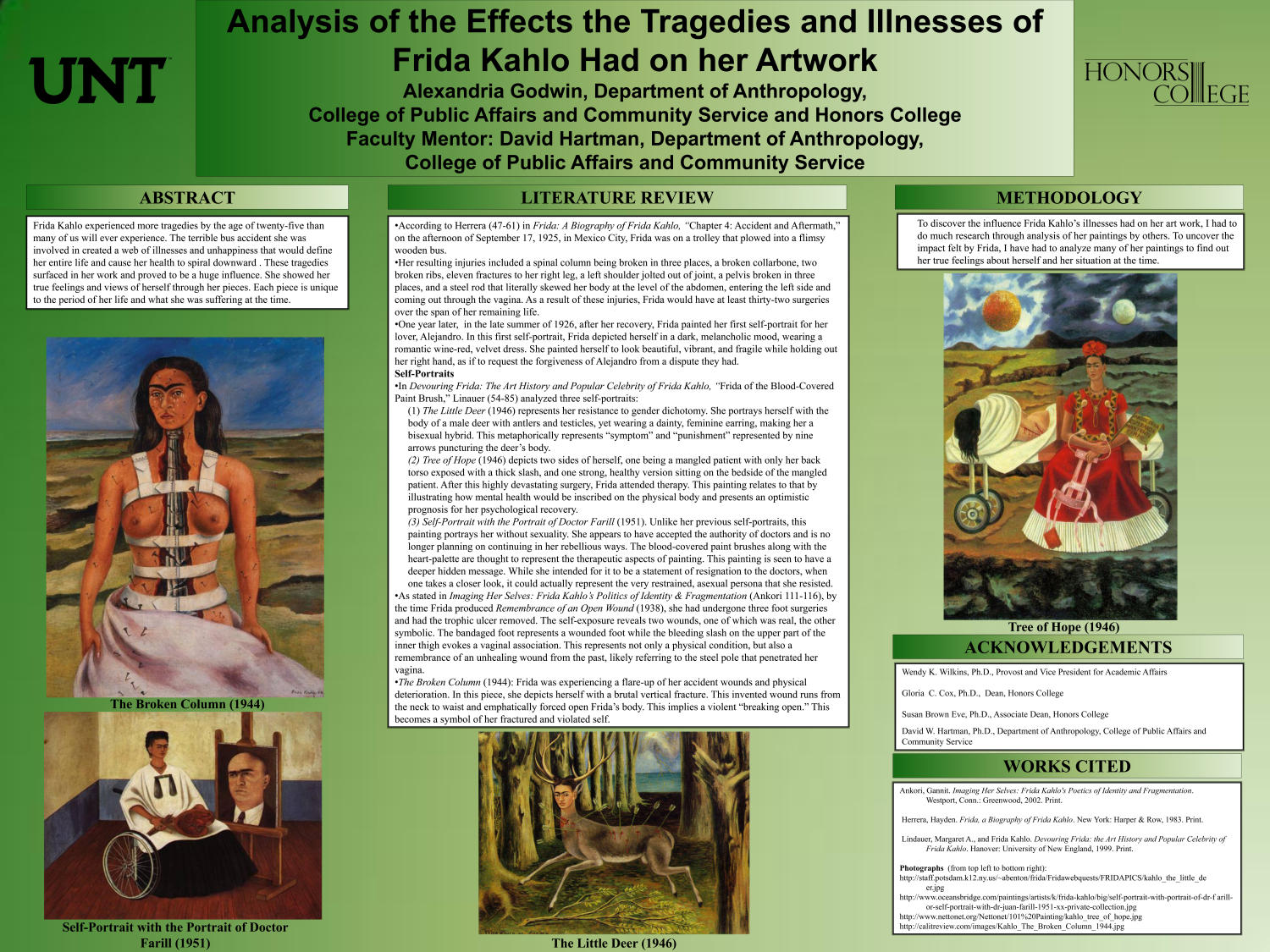 Analysis of the Effects the Tragedies and Illnesses of Frida Kahlo Had on her Artwork
                                                
                                                    [Sequence #]: 1 of 1
                                                