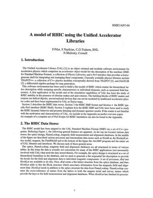 Primary view of object titled 'A Model of RHIC Using the Unified Accelerator Libraries'.