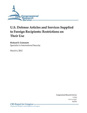 Primary view of object titled 'U.S. Defense Articles and Services Supplied to Foreign Recipients: Restrictions on Their Use'.