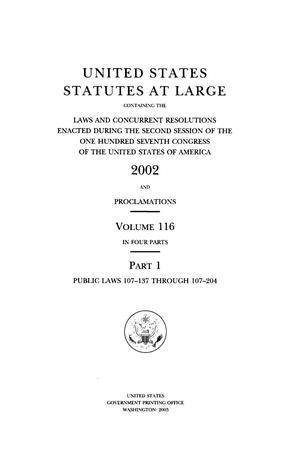 Primary view of object titled 'United States Statutes At Large, Volume 116, 2002'.