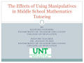 Presentation: The Effects of Using Manipulatives in Middle School Mathematics Tutor…