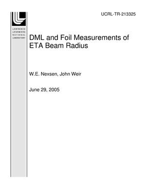 Primary view of object titled 'DML and Foil Measurements of ETA Beam Radius'.