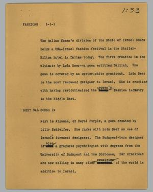 Primary view of object titled '[News Script: Fashion]'.
