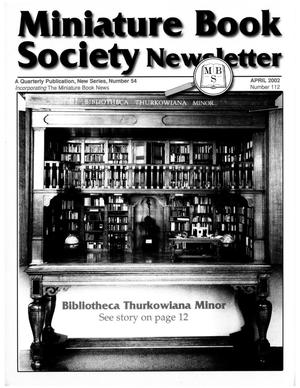 Primary view of object titled 'Miniature Book Society Newsletter, Number 54, April 2002'.
