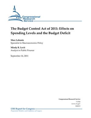 Primary view of object titled 'The Budget Control Act of 2011: Effects on Spending Levels and the Budget Deficit'.