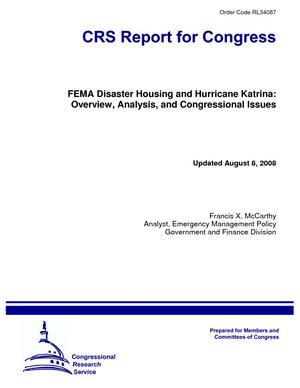 Primary view of object titled 'FEMA Disaster Housing and Hurricane Katrina: Overview, Analysis, and Congressional Issues'.